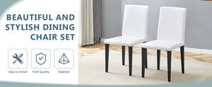 English Elm White Pu Leather Dining Chair with Ergonomic Back and Black Metal Base for Modern Interiors W1151S04615