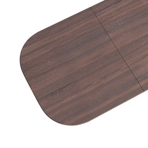 English Elm 63 Elegant MDF Dining Table with Carved Round Legs, Stain‑Resistant Surface, Seats 4‑8, Modern Appeal Brown W2189S00651