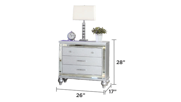 English Elm LIZZELLE King 5PC Bedroom Set with Velvet Upholstery, Fireplace Display, USB Bluetooth, Beige Finish B009S02097