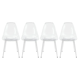English Elm Dining Chair Set of 4 Ghost Style Acrylic Seat with Slim Metal Legs for Modern Spaces W234P417568