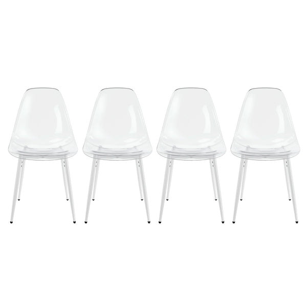 English Elm Dining Chair Set of 4 Ghost Style Acrylic Seat with Slim Metal Legs for Modern Spaces W234P417568