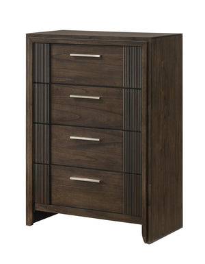 English Elm 1pc Modern 9-Drawer Dresser with Round Knobs, Gunmetal Wood-Pattern Finish, Stylish Bedroom Storage Brown 36 L x 19 W x 50 H B2741P346360