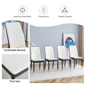 English Elm 4 Modern Dining Chair Set – Stylish White & Grey High-Back Pu Chairs With Sturdy Black Legs, 4-Pack W1151P192238