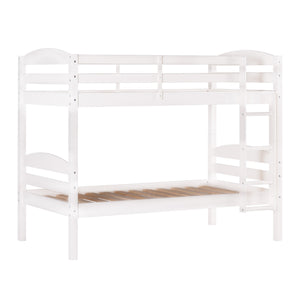 English Elm Walker Edison - Transitional Solid Pine Twin-Over-Twin Bunk Bed Frame with Safety Rails, Ladder & Slat Support White 81 L x 14.76 W x 9.84 H B185P326695