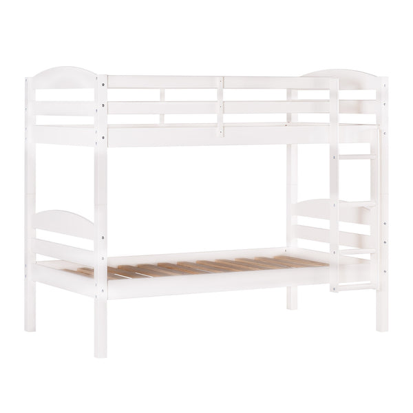 English Elm Walker Edison - Transitional Solid Pine Twin-Over-Twin Bunk Bed Frame with Safety Rails, Ladder & Slat Support White 81 L x 14.76 W x 9.84 H B185P326695