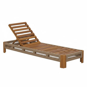 English Elm Acacia Solid Wood Outdoor Chaise Lounge with Rope Panels and Adjustable Reclining Back N767P369236T