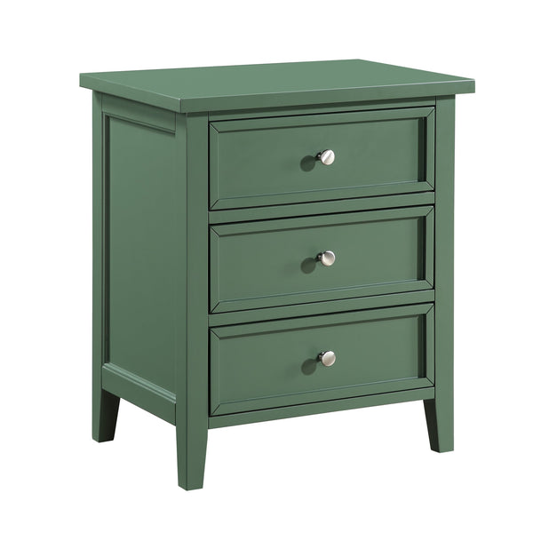 English Elm Luca 3-Drawer Nightstand with Dovetail Drawers and Metal Glides, Tapered Legs, No Assembly Required Antique Green B050P376950