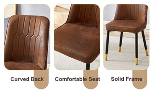 English Elm Table & Chair Set: Industrial Walnut Dining Table With 8 Brown Suede Chairs For Modern Spaces W1151S02433-GIGA