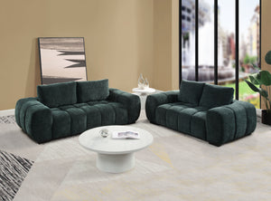 English Elm Ferrand Green Chenille 2PC Sofa & Loveseat Set — Pocket Coil Seats, Wooden Frame, Stylish Comfort B2726S00365