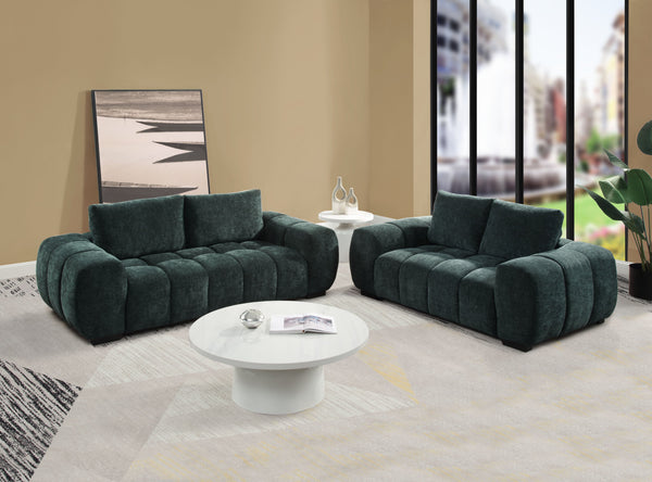 English Elm Ferrand Green Chenille 2PC Sofa & Loveseat Set — Pocket Coil Seats, Wooden Frame, Stylish Comfort B2726S00365
