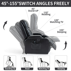English Elm Infinite Power Lift Recliner with Massage Heat Usb Port and Cup Holders for Elderly W1803S00056