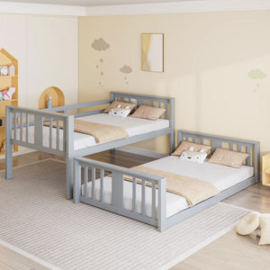 English Elm Twin Over Kids Bunk Bed with Slide Ladder Pine Frame White Finish LT000108AAE-1