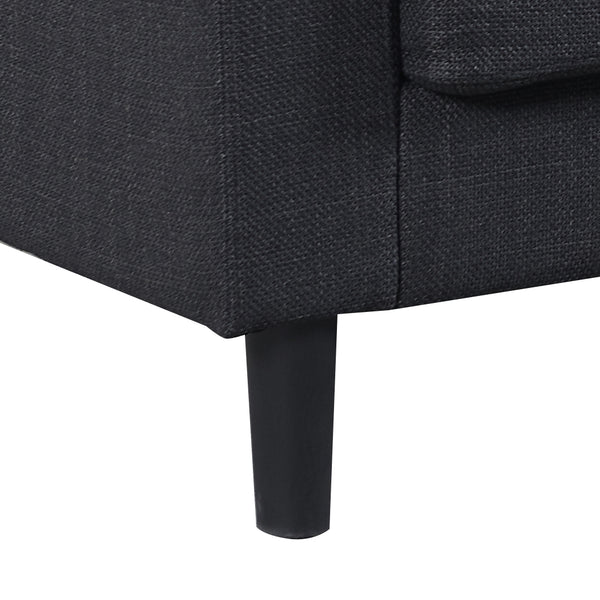 English Elm dark grey upgraded 3-seat combo sofa with storage ottoman, armrest pockets, USB ports, compact L-shape bench W2603P169692