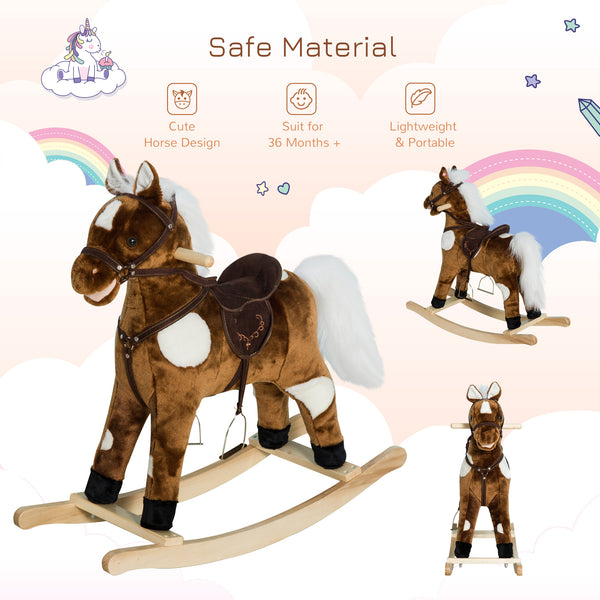 English Elm Qaba Plush Rocking Pony for Toddlers with Sound Effects and Padded Saddle Playroom Fun W2225P217689