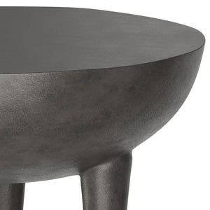 English Elm Otto Handcrafted Cast Aluminum Side Table in Graphite Finish — Convex Top, Tapered Legs, 24" Round B136P239038