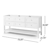 Christopher Knight Home® - Noble House - - 73'' Bathroom Vanity With Marble Top & Double Ceramic Sinks, 4 Drawers, Open Shelf, White