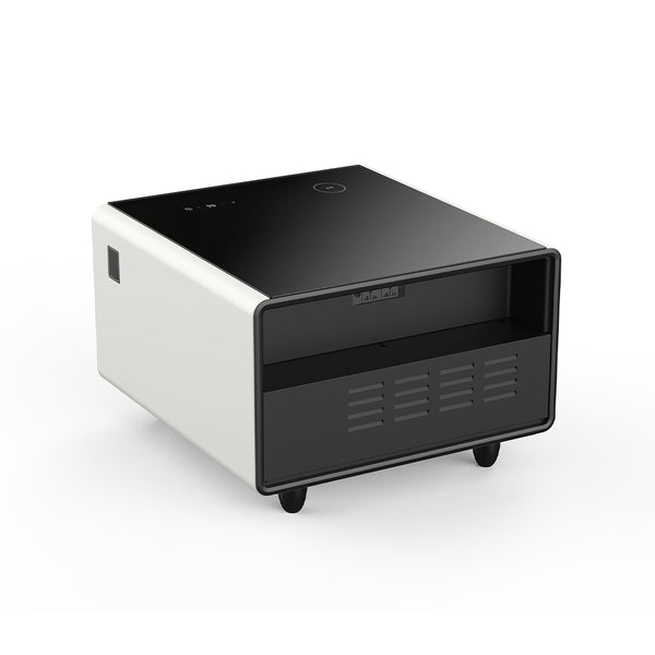 English Elm Modern Smart Side Table: Mini Fridge, Wireless Charging, Usb Ports & Induction Light For Convenience W1172P178864