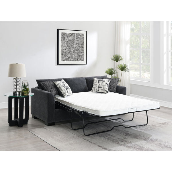 English Elm Pacheco Charcoal Fabric Sleeper Sectional with Chaise Pocket Coil Cushions Modern Living B062P451783