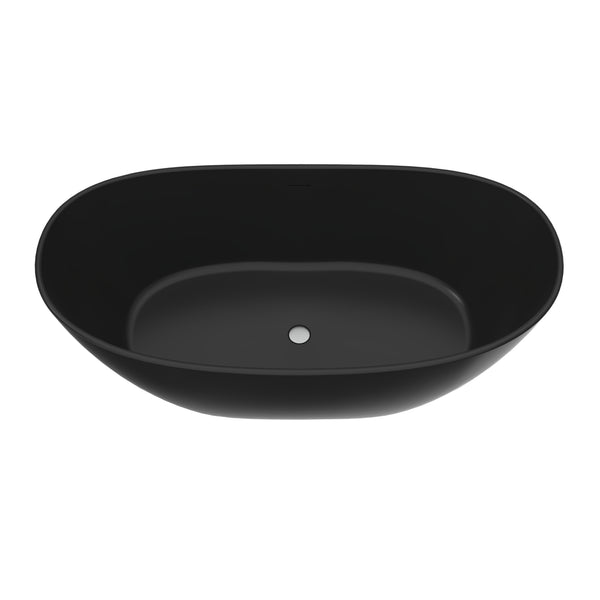 English Elm 65 Inch Freestanding Soaking Tub Solid Surface Matte White Spa Ergonomic Bath W1613P358130