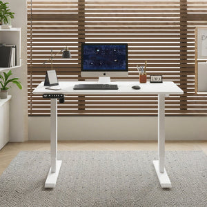 English Elm 55"×24" Electric Sit Stand Desk Steel Frame with Memory Presets and Usb-c Charging Port White W614P376324