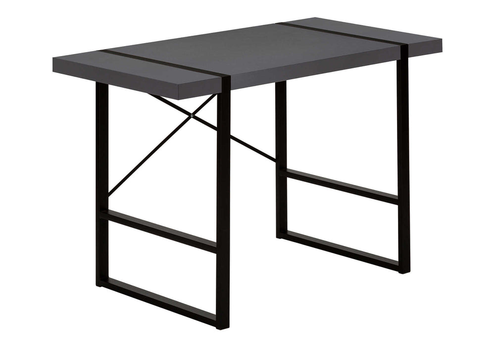 English Elm Computer Desk – Modern Grey Laminate With Black Metal Frame, Ideal For Home Office & Study Use B2710P219882