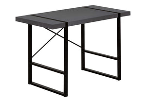 English Elm Computer Desk – Modern Grey Laminate With Black Metal Frame, Ideal For Home Office & Study Use B2710P219882