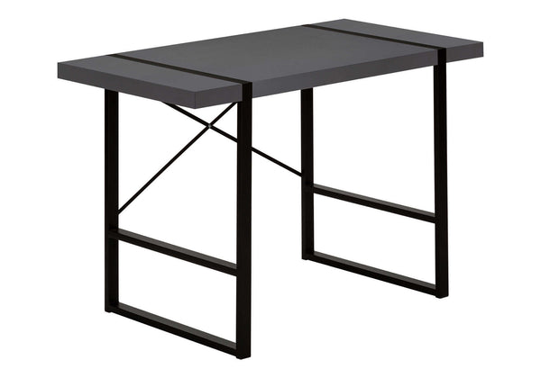 English Elm Computer Desk – Modern Grey Laminate With Black Metal Frame, Ideal For Home Office & Study Use B2710P219882