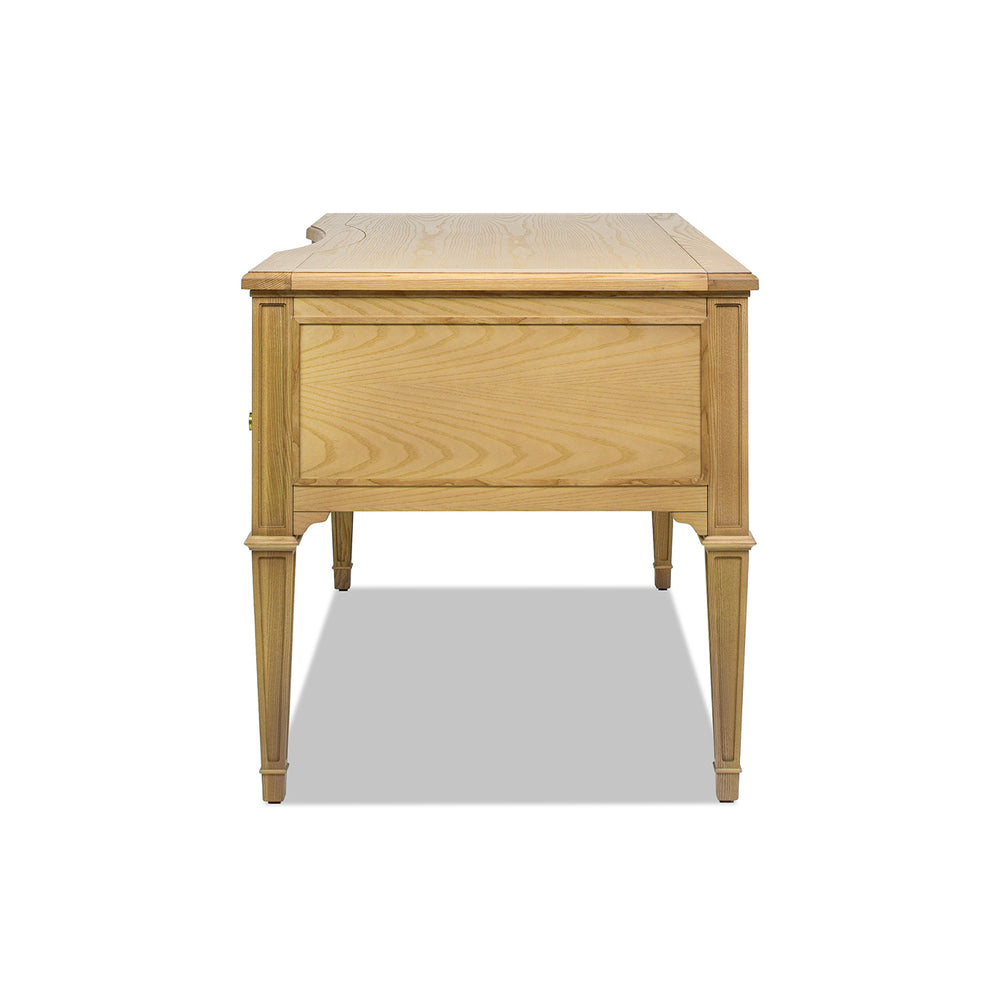 English Elm Jennifer Taylor Home - Dauphin Gold Accent Executive Desk - Natural Ash Wood, 5 Drawers, Premium Quality & Easy Setup B2719P238477