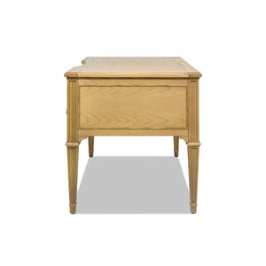 English Elm Jennifer Taylor Home - Dauphin Gold Accent Executive Desk - Natural Ash Wood, 5 Drawers, Premium Quality & Easy Setup B2719P238477