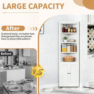English Elm 71" Tall Corner Cabinet Steel Frame 5 Tier Adjustable Shelving Pantry Bathroom Storage T2398P442670