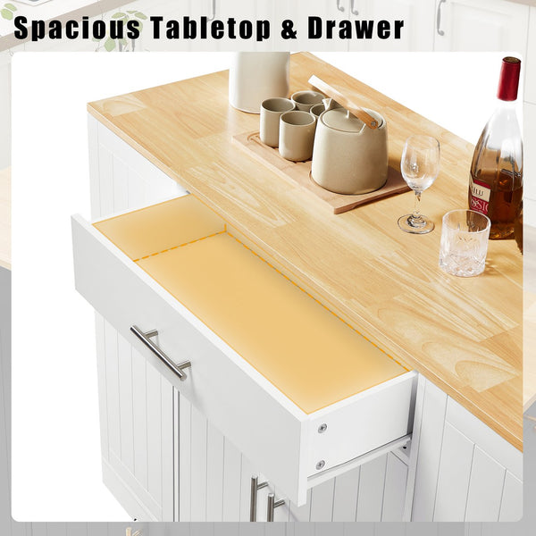 English Elm 53'' Kitchen Storage Islands with Drawers and Trash Can Storage, Modern Farmhouse Design, 53.2"W x 20.9"D x 38.0"H White W1820P281267