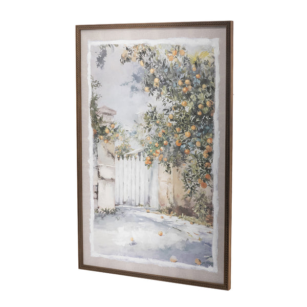 English Elm 31.5x47.2" Tuscan Courtyard Hand-painted Canvas Framed Wall Art Farmhouse Decor W2078P475438