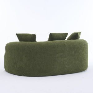 English Elm LY-025S Curved Loveseat Sofa Compact 65" chenille upholstery, 30D foam with spring core, 300lb capacity, 3 pillows, apartment-friendly Antique Green,Green W2231P292604