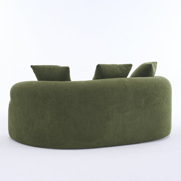 English Elm LY-025S Curved Loveseat Sofa Compact 65" chenille upholstery, 30D foam with spring core, 300lb capacity, 3 pillows, apartment-friendly Antique Green,Green W2231P292604