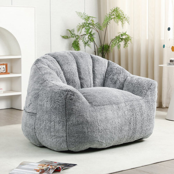 English Elm Bean Bag Chair – Cozy Faux-Fur Sofa With Armrests, High-Density Foam, Stylish For Living Room & More W2200P313806