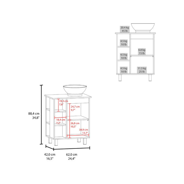 English Elm Wengue Bathroom Vanity With 8 Storage Shelves & Elegant Design For Compact Spaces & Modern Style B062P355666-GIGA