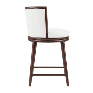 English Elm Evalyn Upholstered White Leatherette Counter Stool with Beech Wood Legs, Foam-Padded, Commercial Grade B365P398056