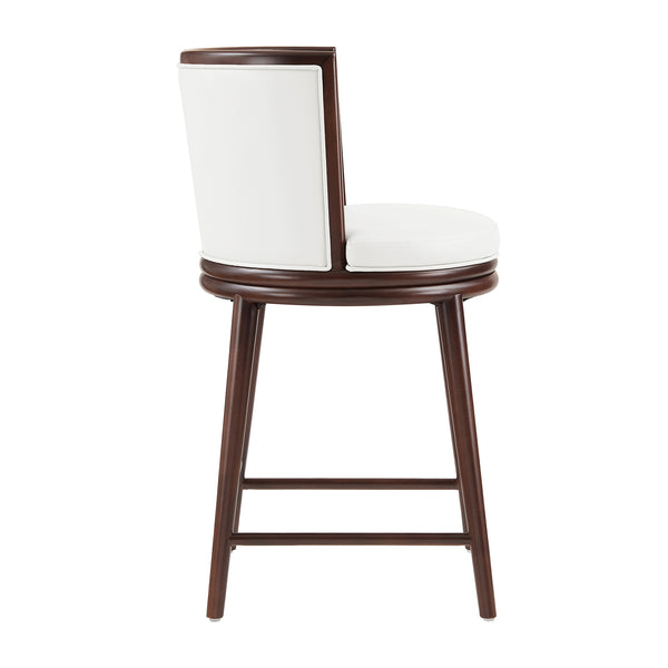 English Elm Evalyn Upholstered White Leatherette Counter Stool with Beech Wood Legs, Foam-Padded, Commercial Grade B365P398056