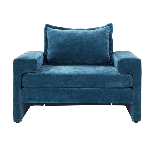 English Elm Christopher Knight Home® - Chenille Oversized Armchair with Thick Cushion and Wide Armrests, Ergonomic Back for Cozy Living Spaces Blue N763P314419C