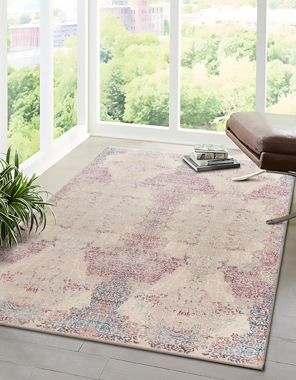 Unique Loom Deepa Babble Machine Made Abstract Rug Ivory, Blue/Ivory/Gold/Light Blue/Purple 9' 0" x 11' 8"