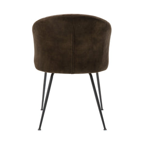 English Elm Brown Velvet Upholstered Dining Side Chair Set with Sleek Powder Coated Metal Legs Brown B011P243655