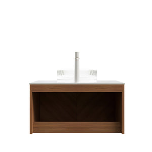 English Elm Muri Floating Bathroom Vanity Plywood Cabinet Sintered Stone Top Oak Drawer W2615S00530