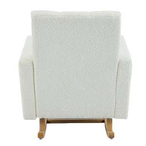 English Elm Christopher Knight Home® - Accent Rocking Chair In Cream White Teddy Velvet - Luxurious Comfort, Ergonomic Support & Style! N765P263906W