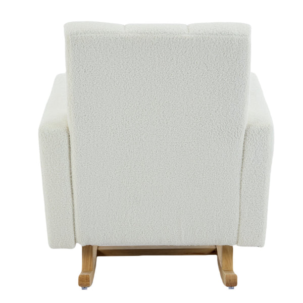English Elm Christopher Knight Home® - Accent Rocking Chair In Cream White Teddy Velvet - Luxurious Comfort, Ergonomic Support & Style! N765P263906W