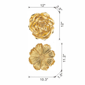 English Elm S/2 Gold Rose Wall Accents - Elegant Floral Decor Set For Timeless Home Elegance & Style Upgrade W2078P223125-GIGA