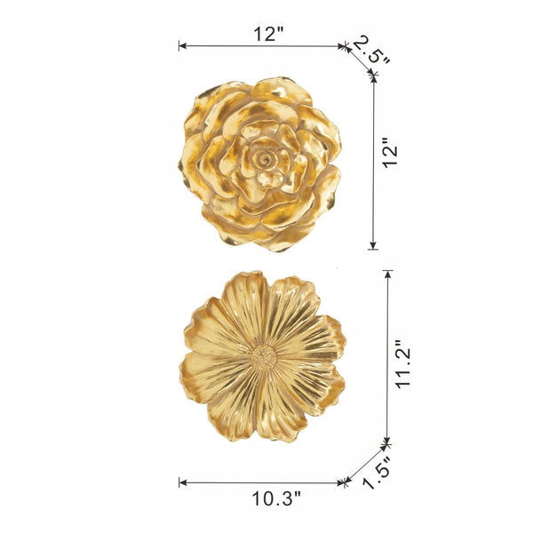 English Elm S/2 Gold Rose Wall Accents - Elegant Floral Decor Set For Timeless Home Elegance & Style Upgrade W2078P223125-GIGA