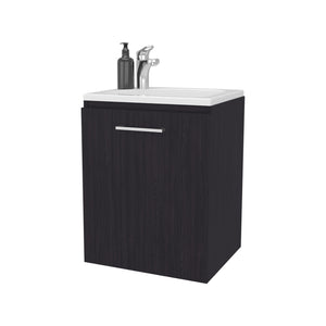 English Elm FM Modern Floating Bathroom Vanity with Integrated Sink and Soft-Close Door for Sleek Storage Wenge 24.4 L x 20.5 W x 11 H B128P293878