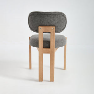 English Elm Wooden Wingback Dining Chairs Chenille Upholstered Farmhouse Set for Kitchen Comfort Grey W3244P316080
