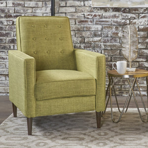 English Elm Christopher Knight Home® - Fabric Recliner Chair Mid-Century Modern Pushback Single Sofa with Tufted Cushion, Birch Legs, Cozy Comfort Green 60741.00MGRN