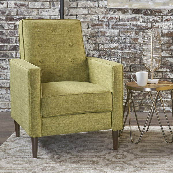 English Elm Christopher Knight Home® - Fabric Recliner Chair Mid-Century Modern Pushback Single Sofa with Tufted Cushion, Birch Legs, Cozy Comfort Green 60741.00MGRN